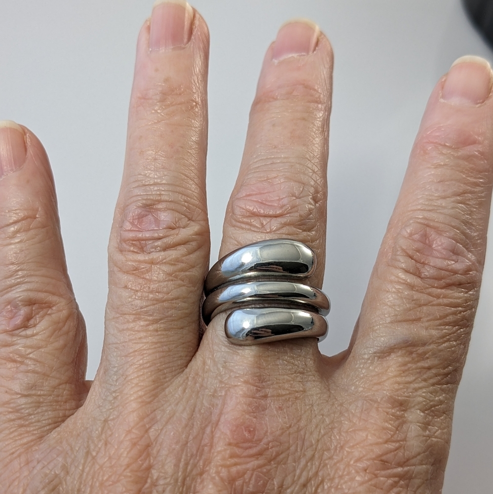 Polished Stainless Steel Wrap Around Ring